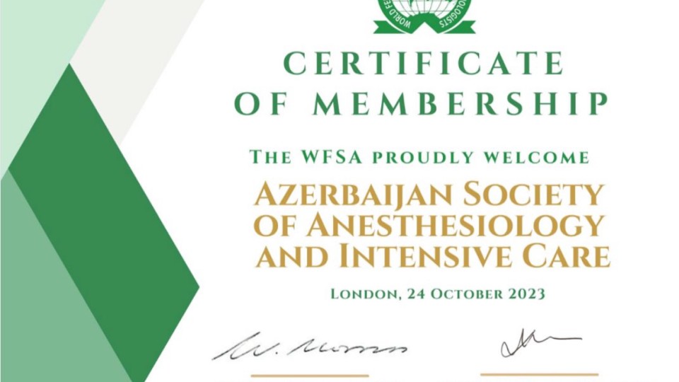 AzRAC - Dünya Anestezioloqlar cəmiyyətlərinin Federasiyasının üzvü